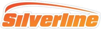 Silverline logo, orange text with curved stripe