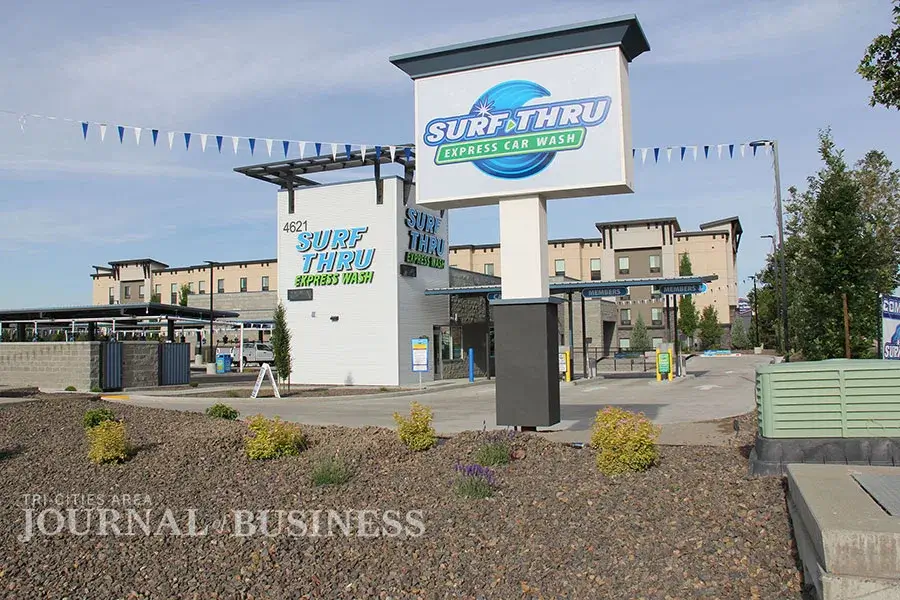 Surf Thru Express Car Wash entrance sign